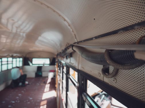 Converting a school bus is an enjoyable experience, but it isn’t easy. From legalities to appliances, here's five things to consider before starting your skoolie! | sincewewokeup.com