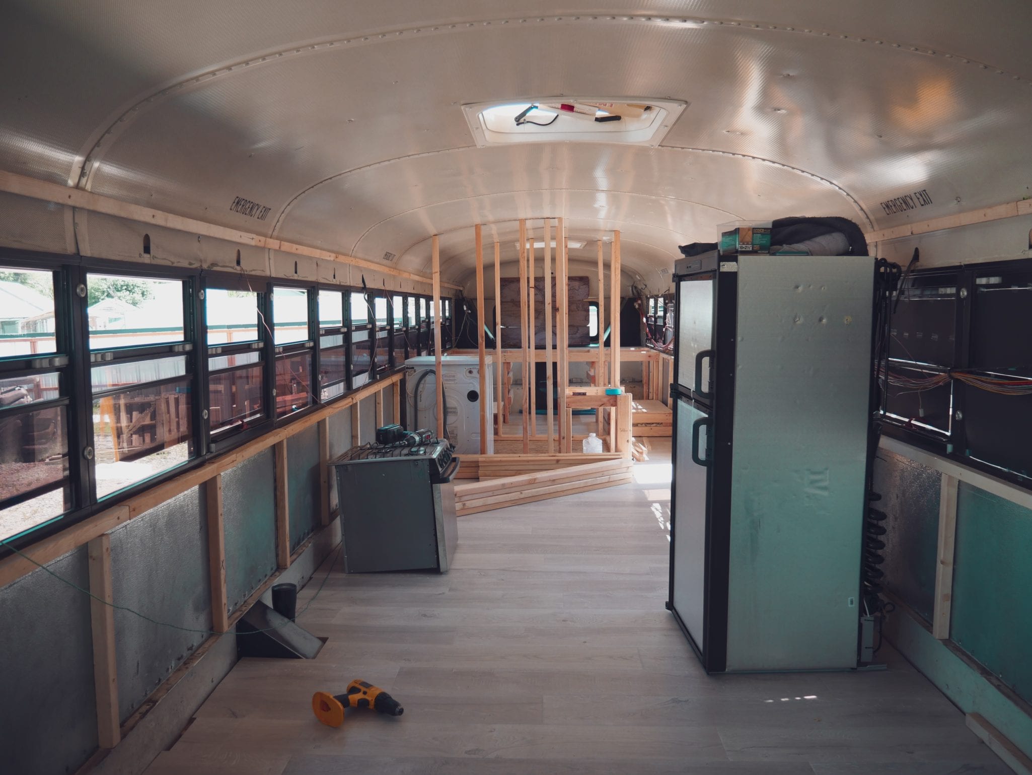 Converting a school bus is an enjoyable experience, but it isn’t easy. From legalities to appliances, here's five things to consider before starting your skoolie! | sincewewokeup.com