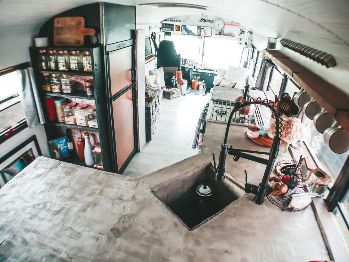 We've rounded up our top five favorite skoolie kitchens! Check out our picks for the best kitchen designs and layouts within the skoolie community!