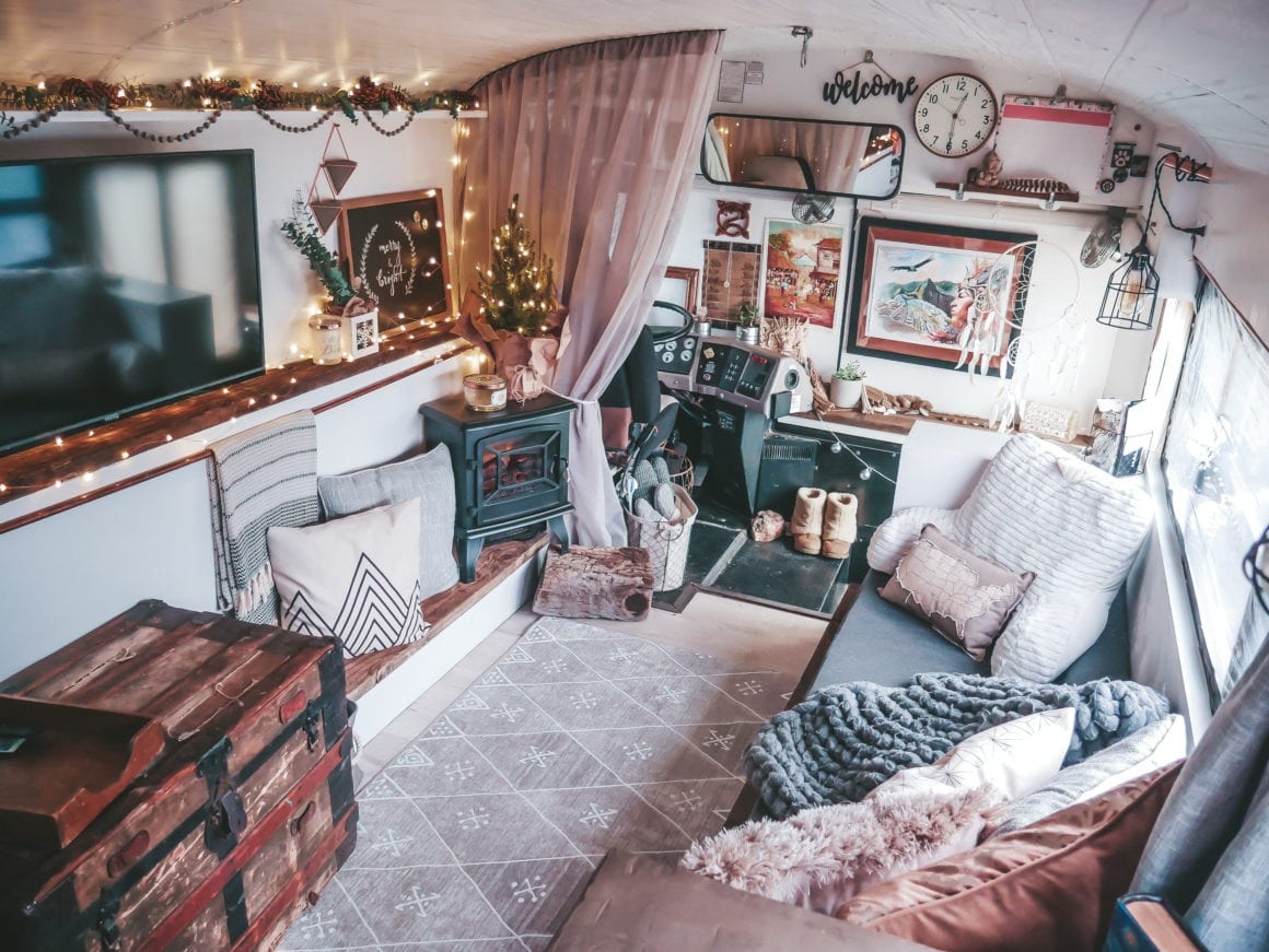 Check out our most recent skoolie tour, shot while we are parked for the holidays in snowy Montana, and see Oliver decked out for Christmas! | Since We Woke Up | sincewewokeup.com