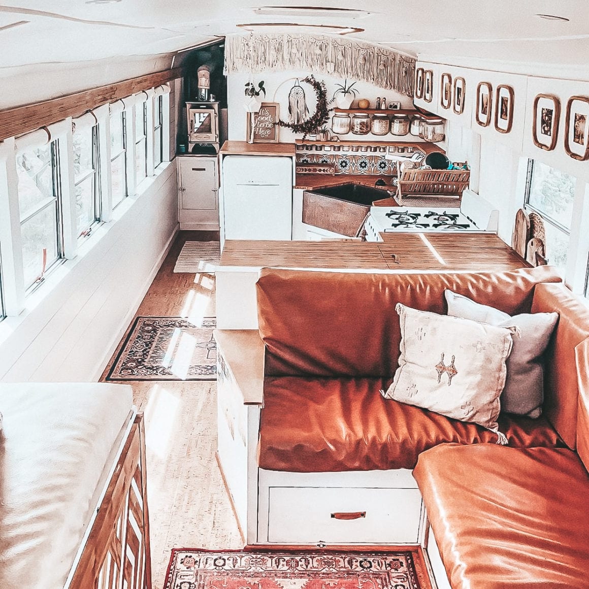 Today we're featuring the This is Bus skoolie - a bus conversion that is all desert hues and retro vibes. And have you seen that sink? | Since We Woke Up | sincewewokeup.com