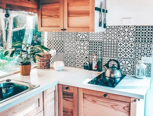 Today we're featuring the Wander Jah Buslife conversion - a bus conversion with a stylish kitchen and windows as far as the eye can see. | Since We Woke Up | sincewewokeup.com