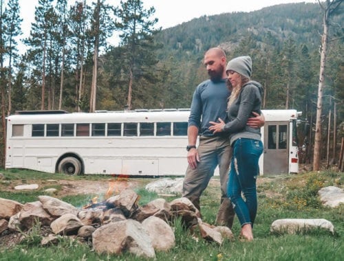 After one year of living in our bus, we're releasing an updated skoolie floor plan and video bus tour including all the changes and renovations we've made! | sincewewokeup.com | Since We Woke Up