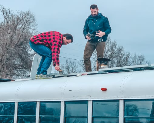 Living in a skoolie in the winter isn't just doable, it can be downright fun and cozy! Click here to learn our best winter RV tips! | www.sincewewokeup.com | Since We Woke Up