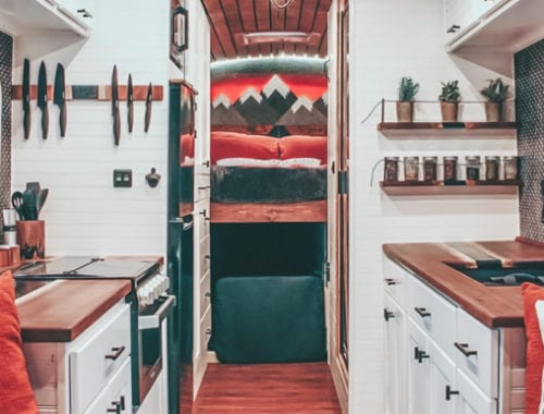 Today we're featuring Just Another Skoolie - a bus conversion with a beer fridge, dog house, and tons of style. | Since We Woke Up | www.sincewewokeup.com